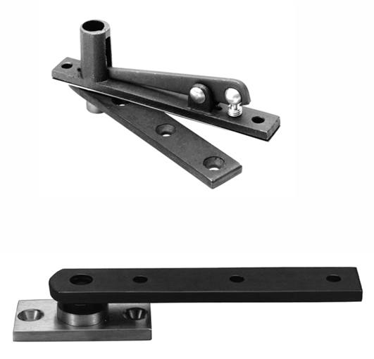 Rixson floor mount center hung pivot door hinge set with top pivot, supports doors up to 250 lbs, available in multiple finishes.