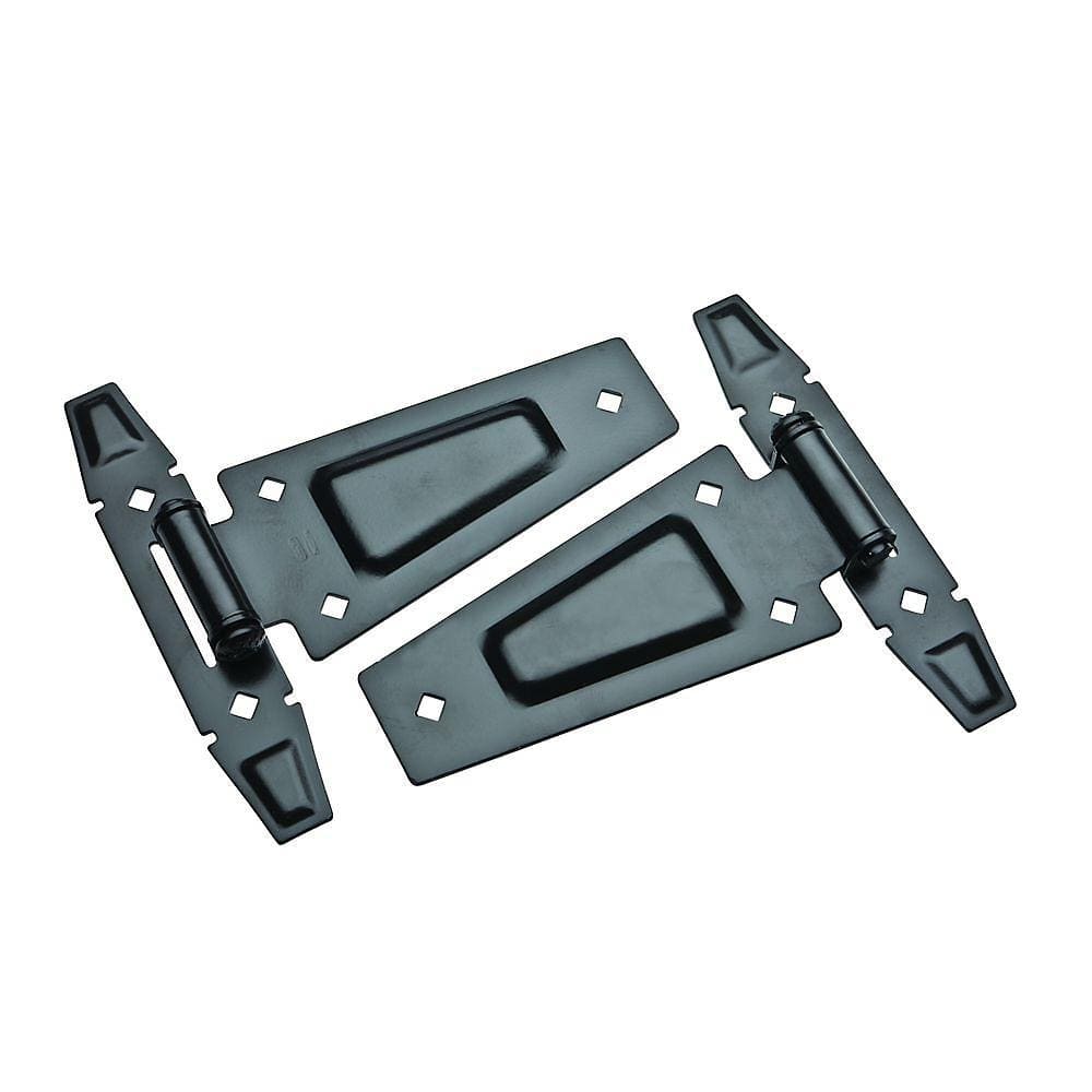 Rustic black T hinges, 7-1/2 inches, sold in a 2 pack, ideal for doors and gates in rustic decor.