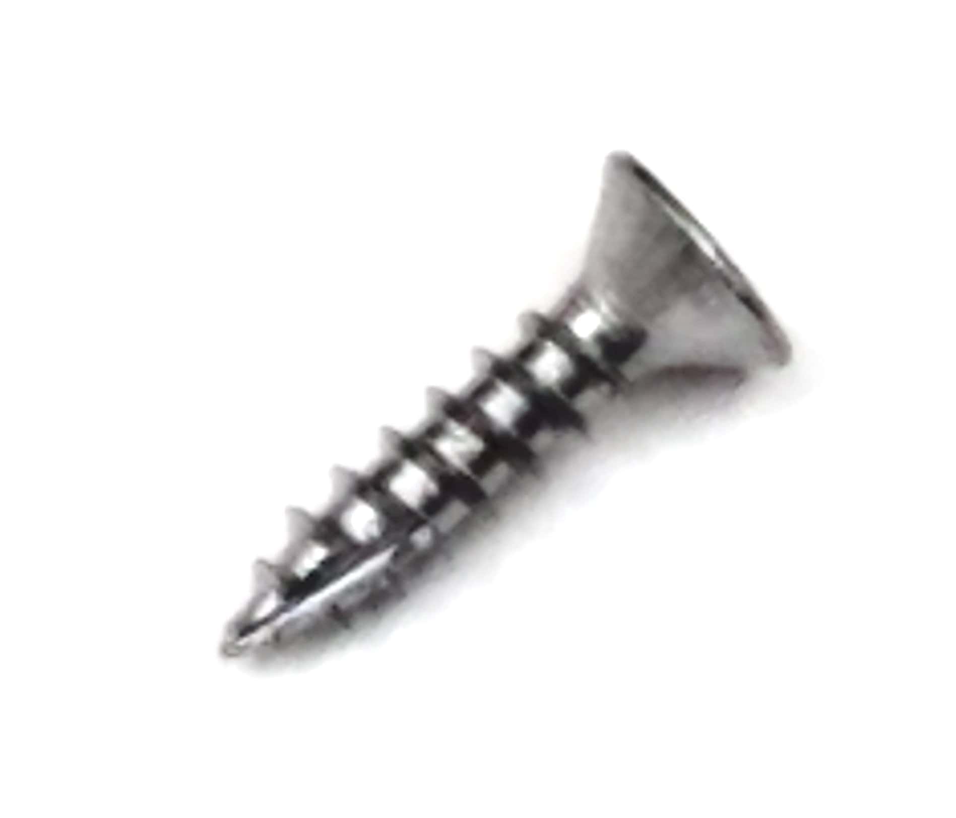 Satin chrome fly cut wood screw for door hinges, #9 size, 3/4 inch length, ideal for secure fastening.