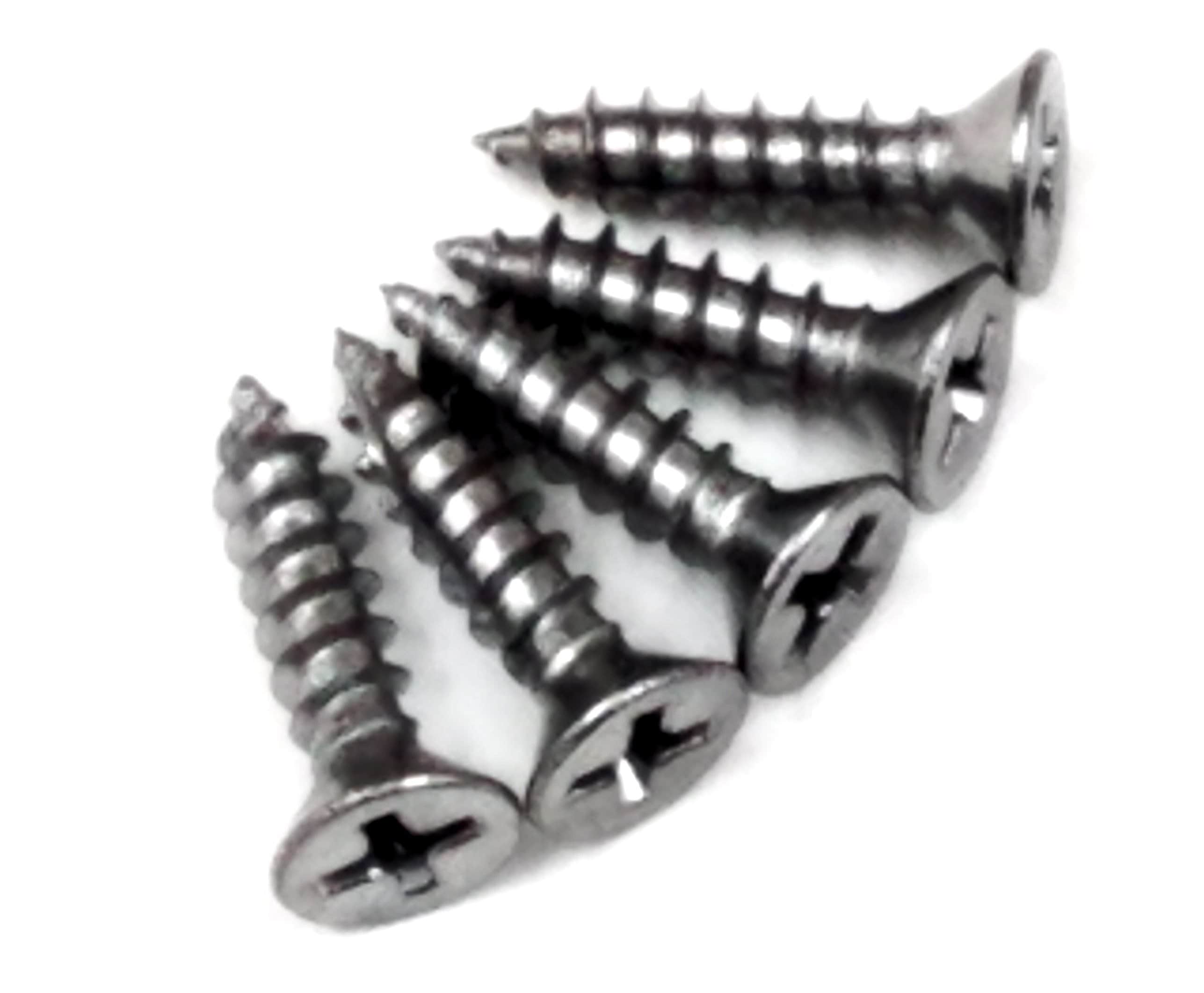 Satin chrome fly cut wood screws for door hinges, #9 size, 3/4 inch, ideal for secure fastening in wood.