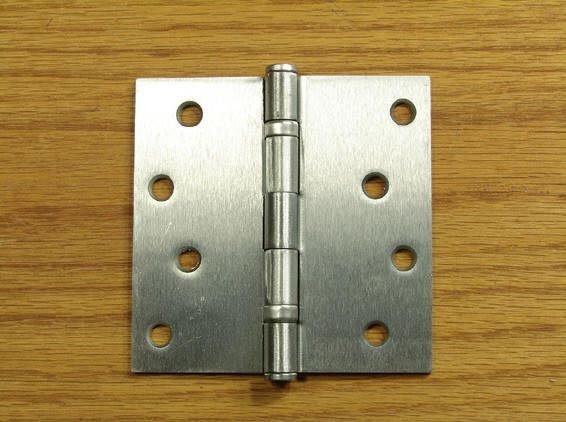 Ball bearing door hinges 4 inches square in various finishes, sold in a two-pack for smooth door operation.