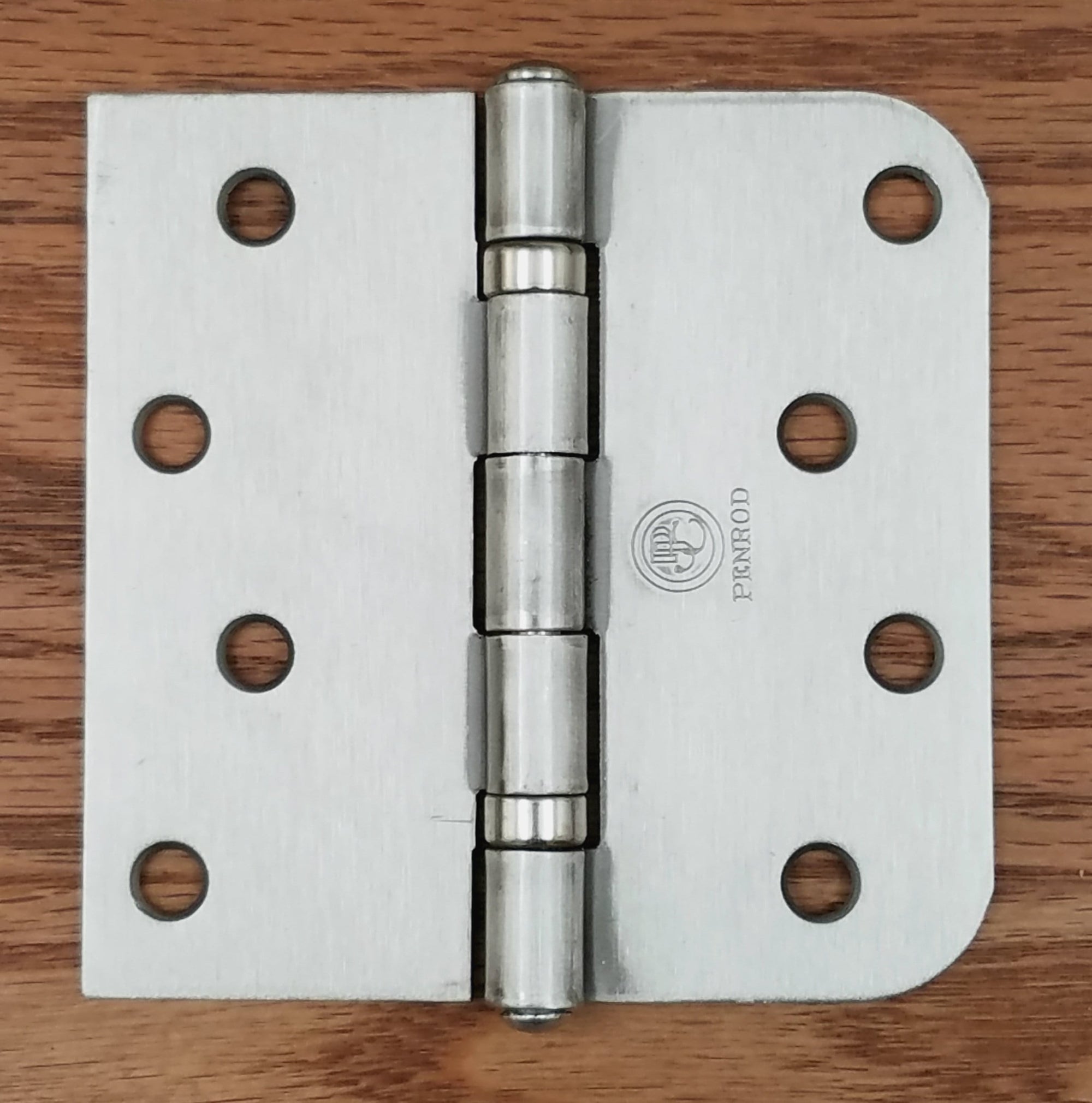 Satin Nickel Penrod Ball Bearing Security Hinges - 4" With 5/8" Radius Square - Non-Removable Riveted Pin - 3 Pack