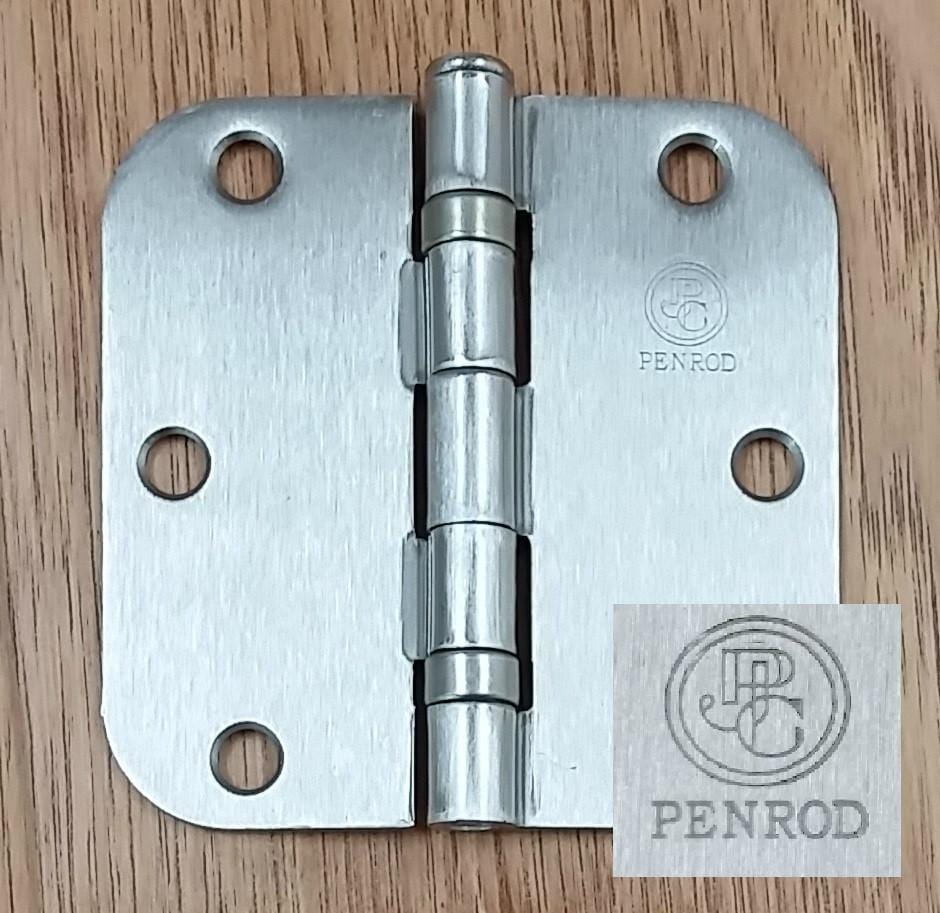 Satin nickel ball bearing hinge with 5/8 inch radius corner, 3.5 inches, ideal for residential doors, 3 pack.