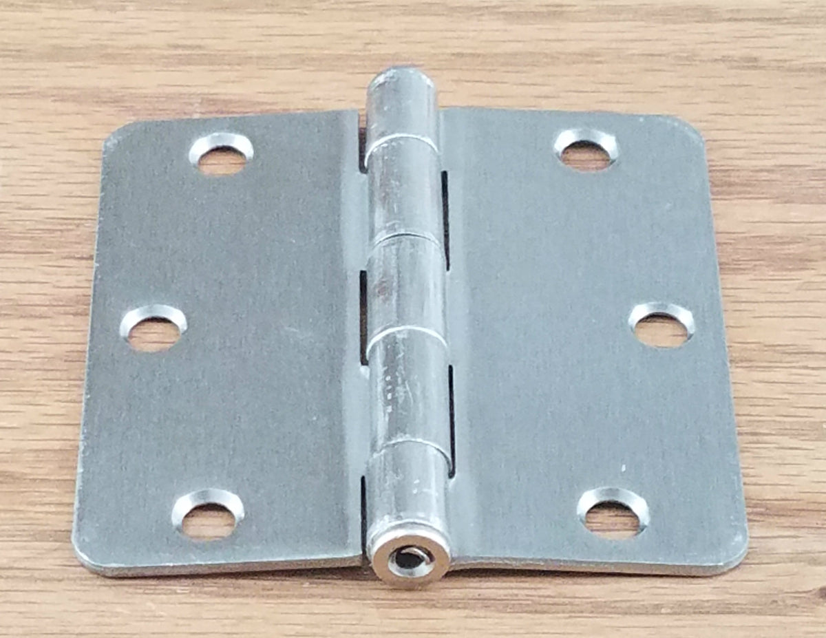 Residential Door Hinges - Plain Bearing Satin Nickel - Butt Hinges - 3.5" Inches With 1/4" Radius - 2 Pack