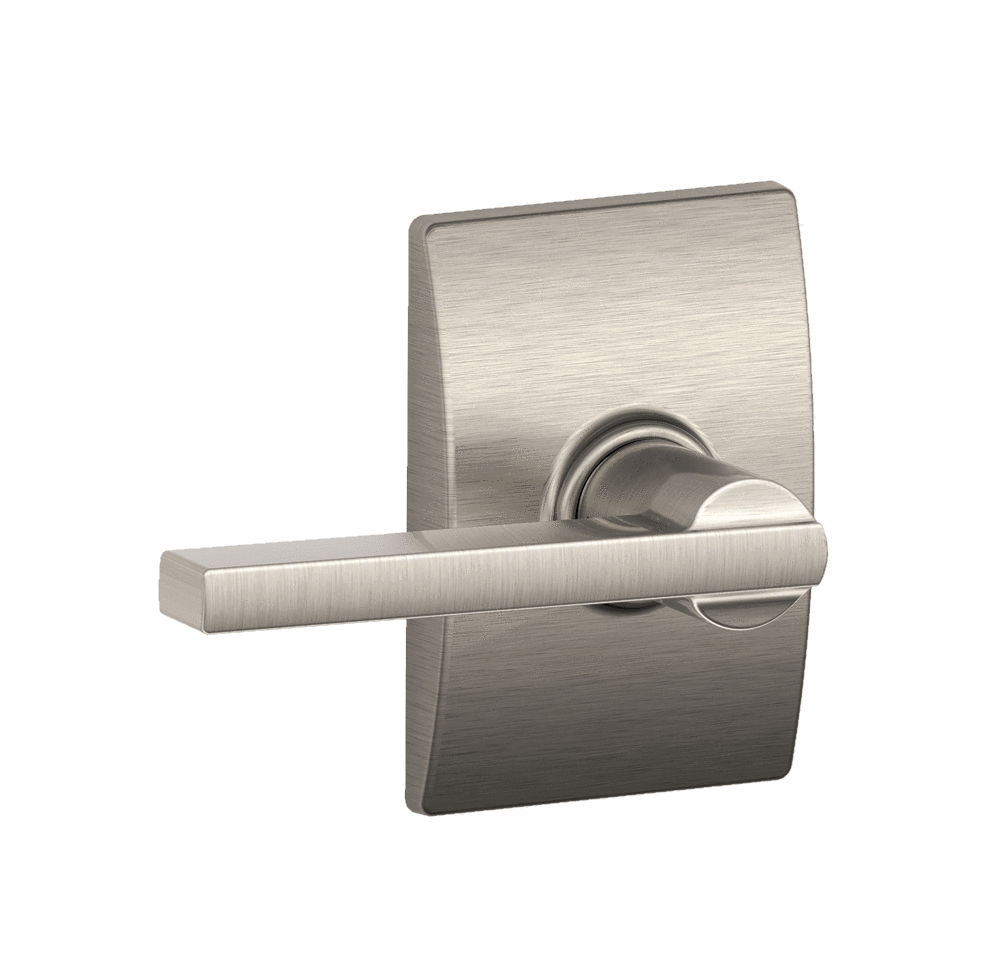 Schlage Residential Door Lever - Non-Locking Passage Lever - Latitude Style Lever With Century Rose Trim - Satin Nickel Finish - Sold Individually