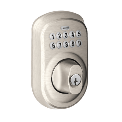 Schlage Residential Electronic Keypad Deadbolt Lockset - Plymouth Style - Satin Nickel Finish - Sold Individually