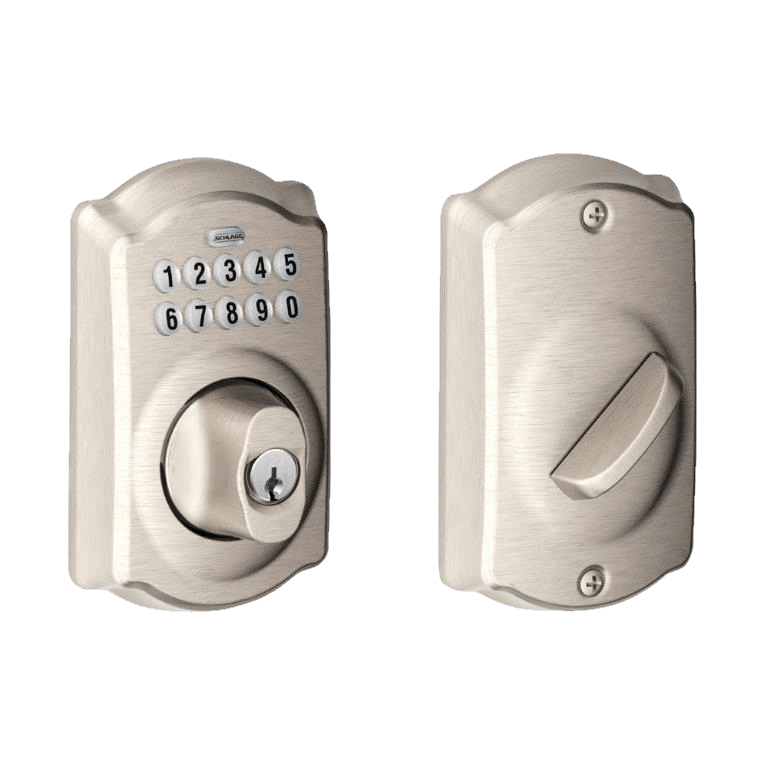 Schlage Residential Electronic Keypad Deadbolt Lockset - Camelot Style - Satin Nickel Finish - Sold Individually
