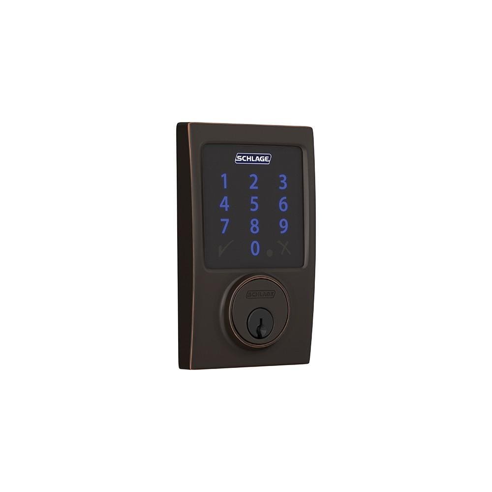 Schlage Residential Electronic Touchscreen Smart Deadbolt Lockset With Z-Wave - Century Style - Aged Bronze Finish - Sold Individually