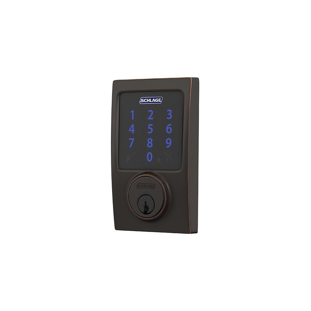 Schlage Residential Electronic Touchscreen Smart Deadbolt Lockset With Z-Wave - Century Style - Aged Bronze Finish - Sold Individually