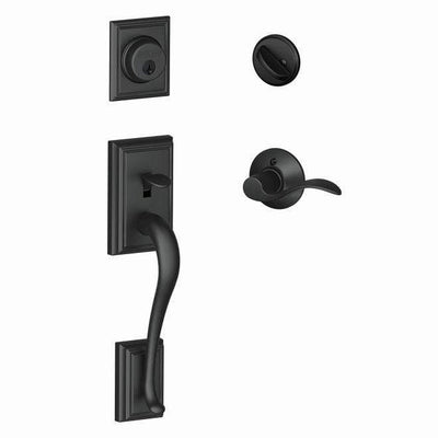 Schlage Residential Lockset - Single Cylinder Handleset - Addison Style Exterior With Accent Style Interior - Matte Black Finish - Sold Individually