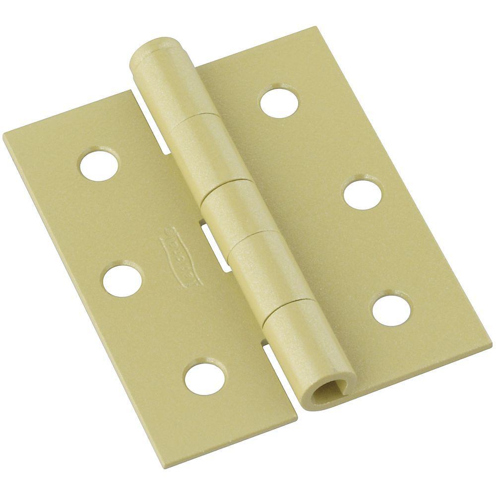 3-inch by 2.5-inch screen door hinge in multiple finishes, sold individually for easy installation and durability.