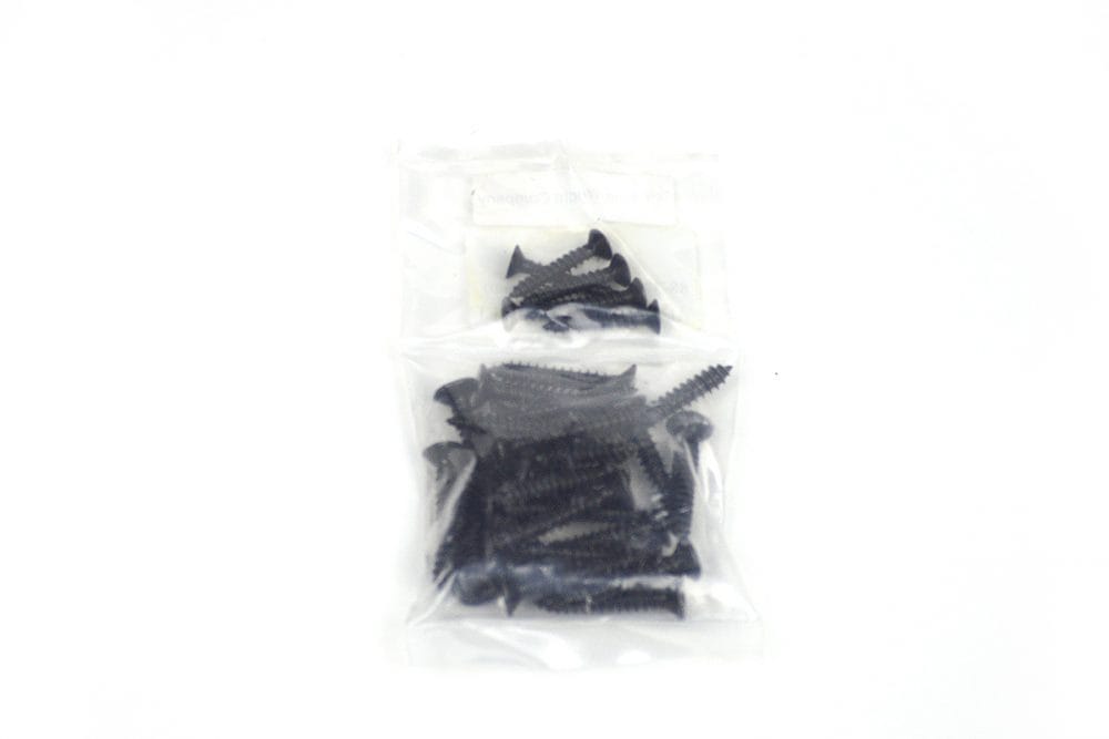 Black screw set for Acme mortise shutter hinges #088377 and #088378, packaged for easy use and installation.