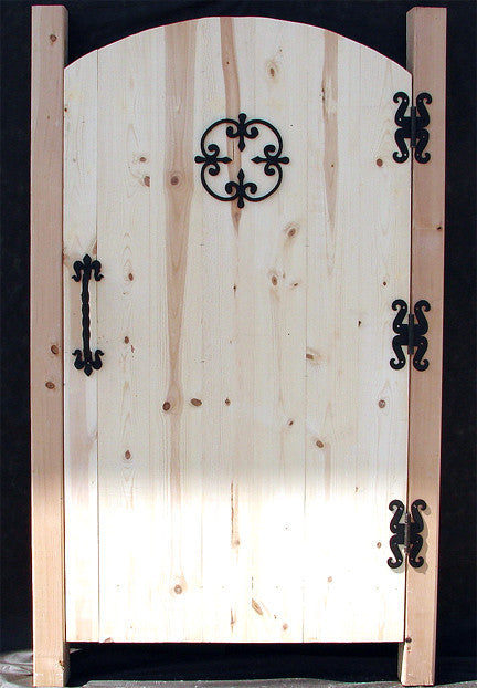 Scrolled decorative dummy hinge in black powder coat finish, 1-1/2" x 7-1/2", ideal for enhancing doors.