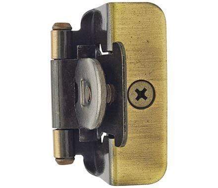 Self-closing double demountable cabinet hinges in various finishes, 1/2 inch overlay, 2 pack for easy installation.