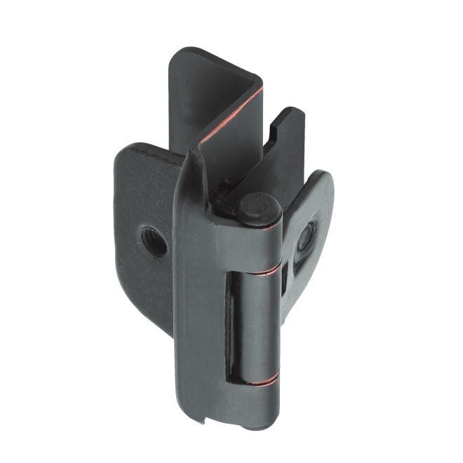 Self-closing double demountable cabinet hinges for 1/2 inch overlay, 2 1/4 x 1 1/2 inches, available in multiple finishes.