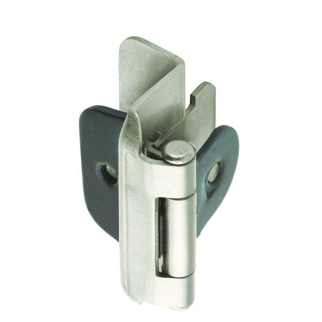 Self-closing double demountable cabinet hinges in 1/2 inch overlay, 2 1/4 x 1 1/2 inches, available in multiple finishes.