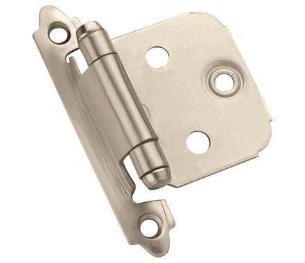 Self-Closing Face Mount Variable Overlay Cabinet Hinges - 2 13/16" X 1 3/4" - Satin Nickel - 2 Pack
