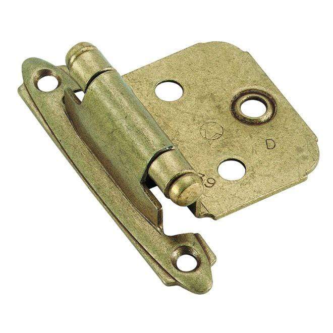 Self-closing face mount variable overlay cabinet hinges in multiple finishes, 2 3/4" x 1 3/4", sold as a 2 pack.