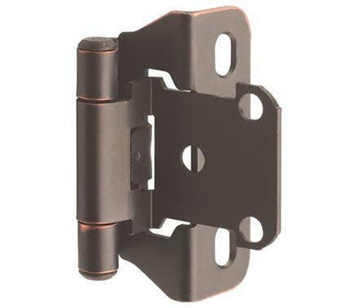 Self-Closing, Partial Wrap 1/4" Inch Overlay Cabinet Hinges - 2 1/4" X 1 1/2" - Multiple Finishes - 2 Pack