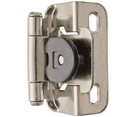 Self-closing cabinet hinges for 1/2 inch overlay, 2 1/4 x 1 1/2 inches, available in multiple finishes, 2 pack.