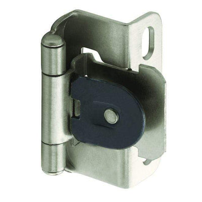 Self-Closing, Single Demountable, Partial Wrap Cabinet Hinges - 1/2" Inch (13 Mm) Overlay - 2 1/4" X 1 1/2" - Multiple Finishes - 2 Pack