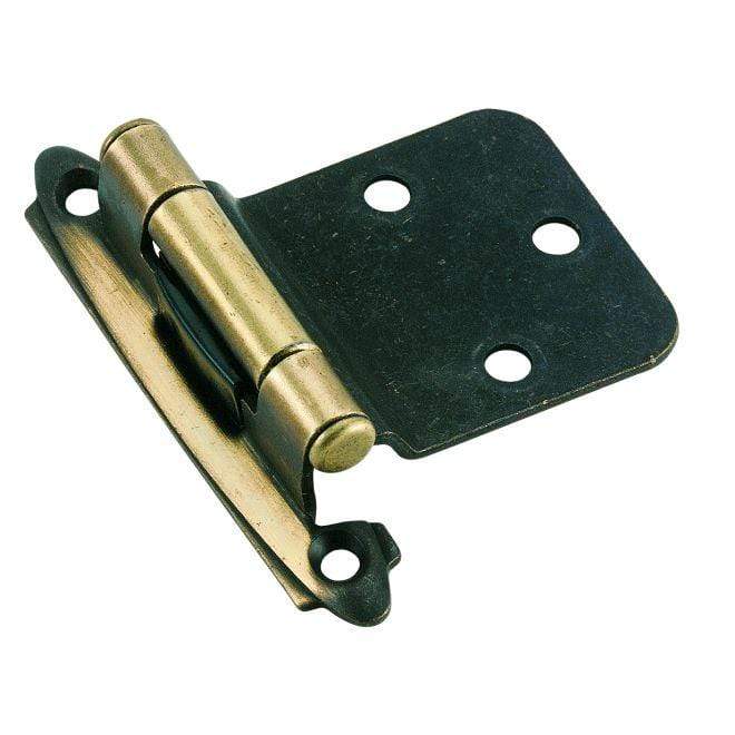 Self-closing variable overlay face mount cabinet hinges in multiple finishes, 2 3/4" x 1 13/16", sold in a 2 pack.