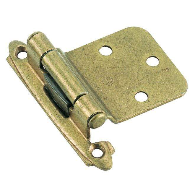 Self-closing variable overlay cabinet hinges in multiple finishes, 2 3/4" x 1 13/16", sold in a 2 pack.
