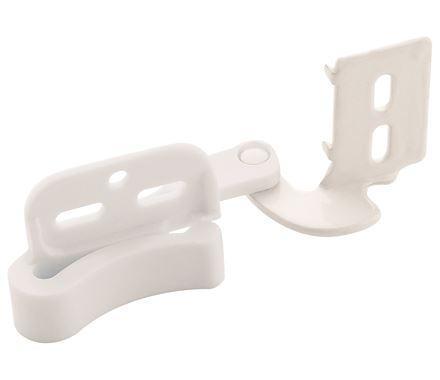 Self-closing concealed cabinet hinge in white, 1/2 inch overlay, 1 7/8 x 7/8 inches, sold in a 2 pack.