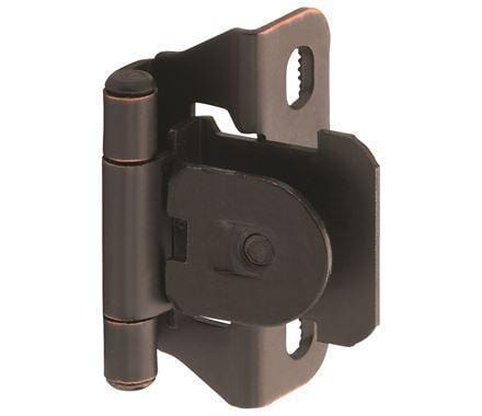 Self-closing single demountable cabinet hinges for 1/4" overlay, 2-pack, available in multiple finishes.
