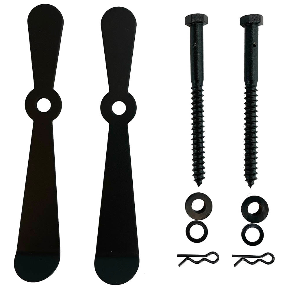 Shutter Dogs / Tiebacks - 304 Stainless Steel Propeller with Lag - 7-1/2" Inch - Black Textured Powder Coat - Sold in Pairs