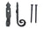 Shutter Dogs / Tiebacks - Rat Tail with Lag - 6-1/4" Inch - Cast Iron - Black Powder Coat - Sold in Pairs