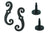 Shutter Dogs / Tiebacks - Scroll with Post - 6-3/4" Inch - Cast Iron - Black Powder Coat - Sold in Pairs