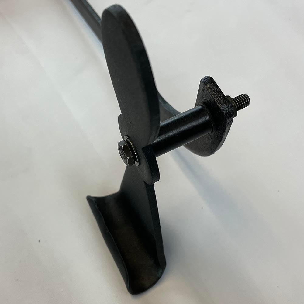 Black powder-coated sill mount set for forged steel shutter dogs, sold in pairs for secure installation.