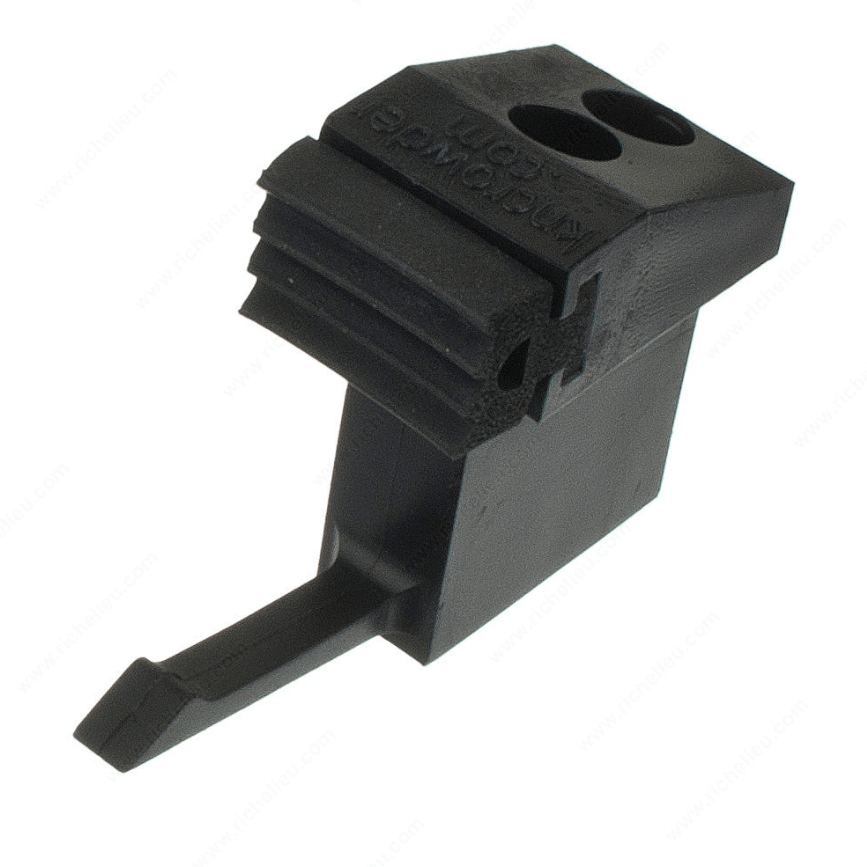 Black sliding door stopper or keeper designed for individual sale, ideal for securing sliding doors in place.