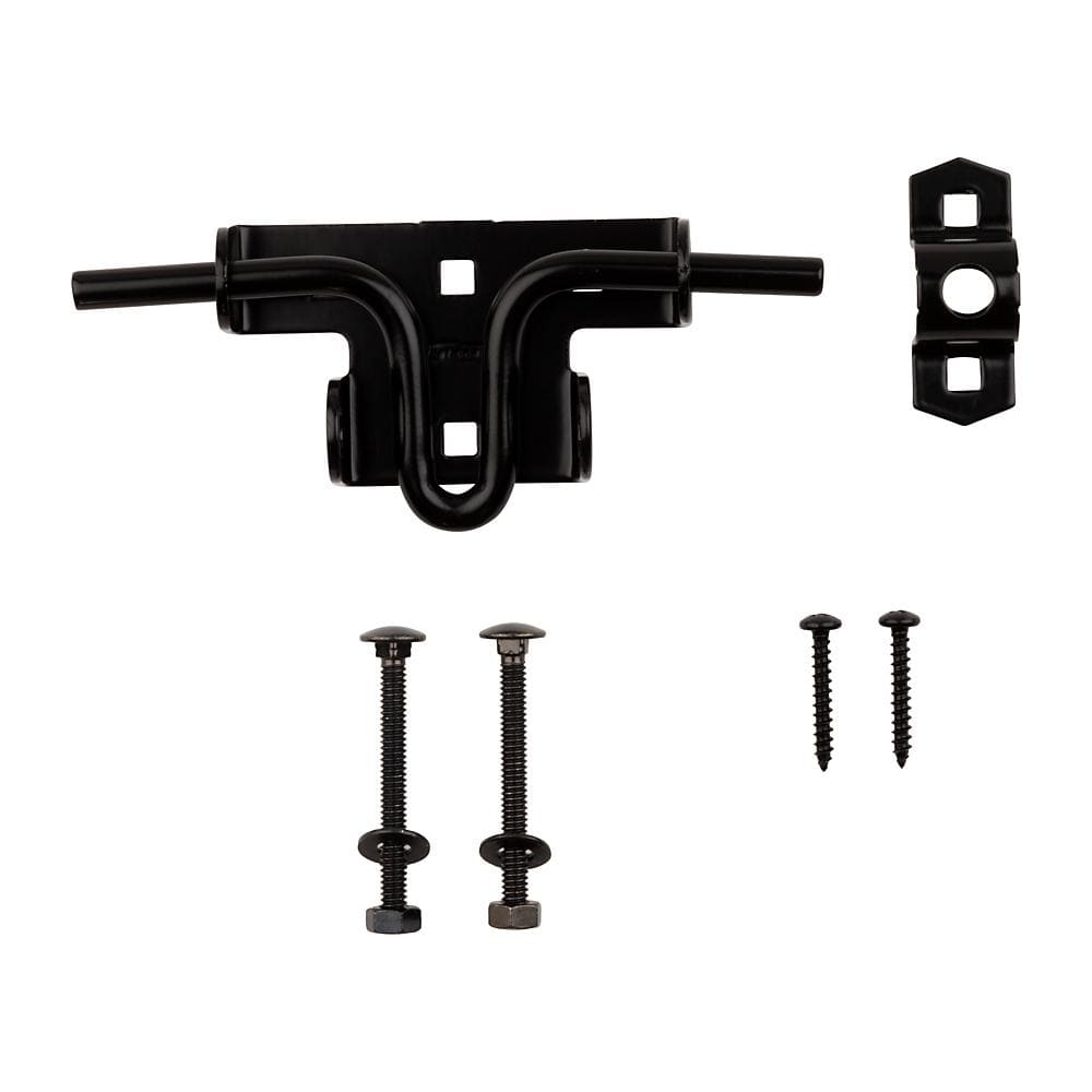 Sliding bolt door and gate latch set with multiple finishes, includes latch, strike plate, and screws for installation.