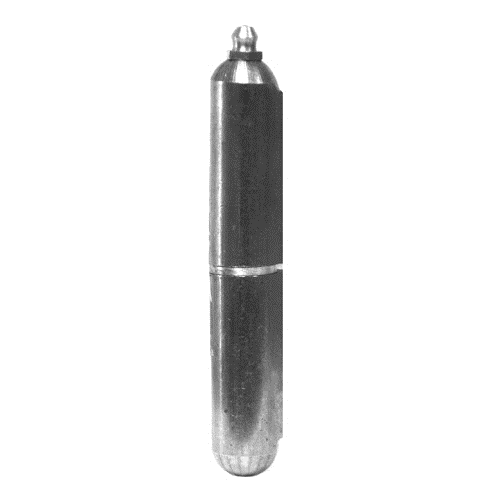 Solid steel weld-on bullet hinge with brass pin and rings, available in lengths from 1-9/16" to 10-1/4", sold individually.