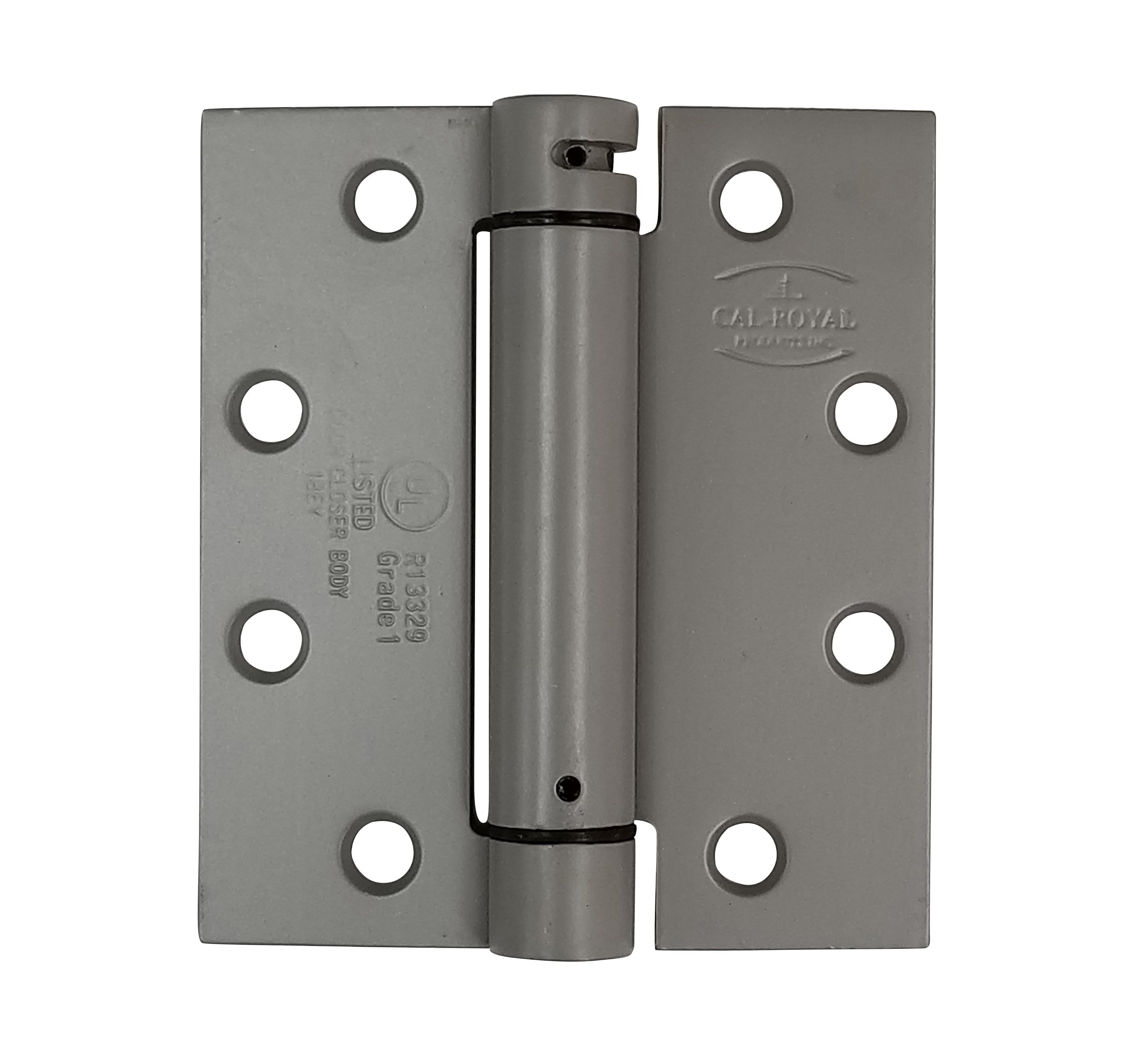 Spring hinges in a 4.5" x 4" size with square corners, available in multiple finishes, sold in a 2 pack.