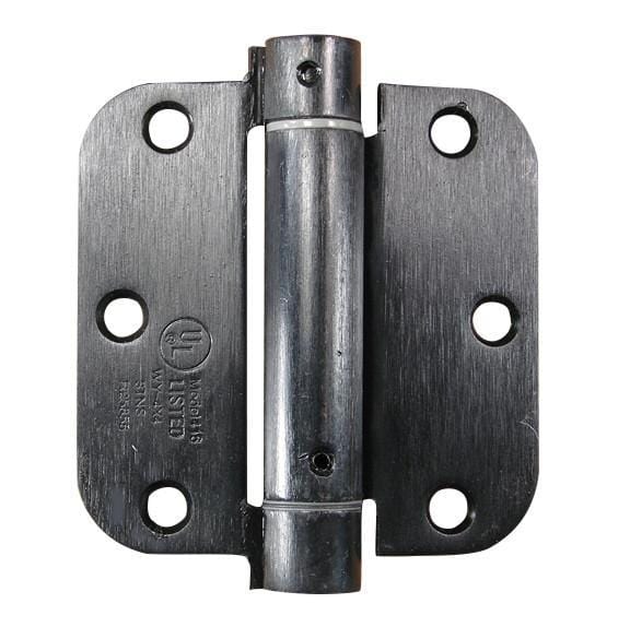 Residential spring loaded hinges, 3 1/2" with 5/8" radius corner, self-closing, available in multiple finishes, 2 pack.
