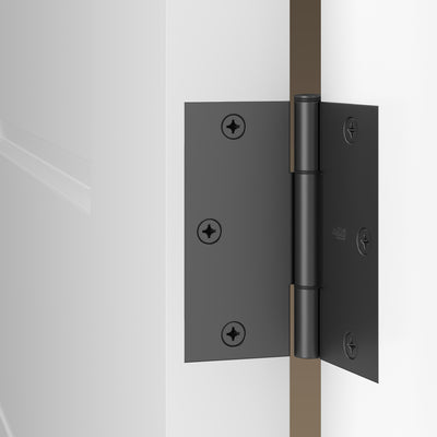 Squeak Free Interior Door Hinges - 3.5" Inch Square - Multiple Finishes Available - 3 Pack