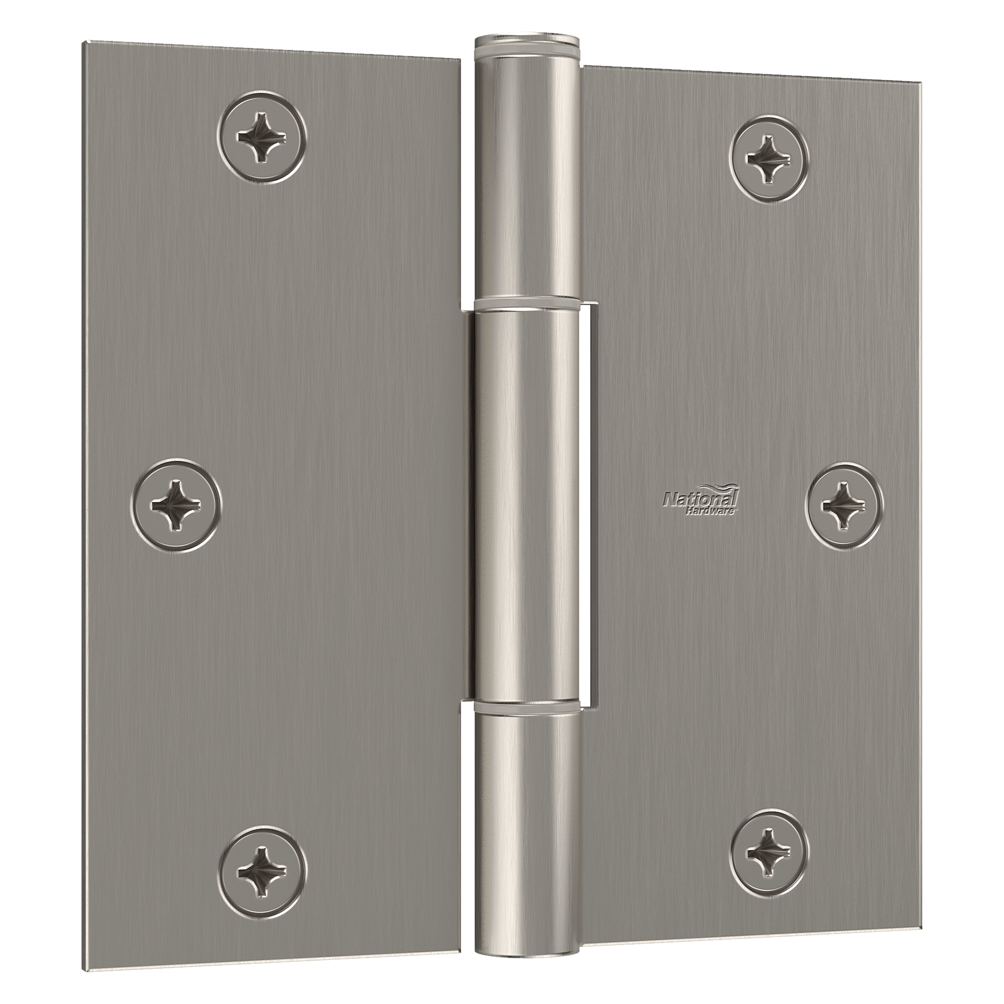 Squeak-free 3.5-inch square interior door hinges in various finishes, sold in a pack of three for easy installation.