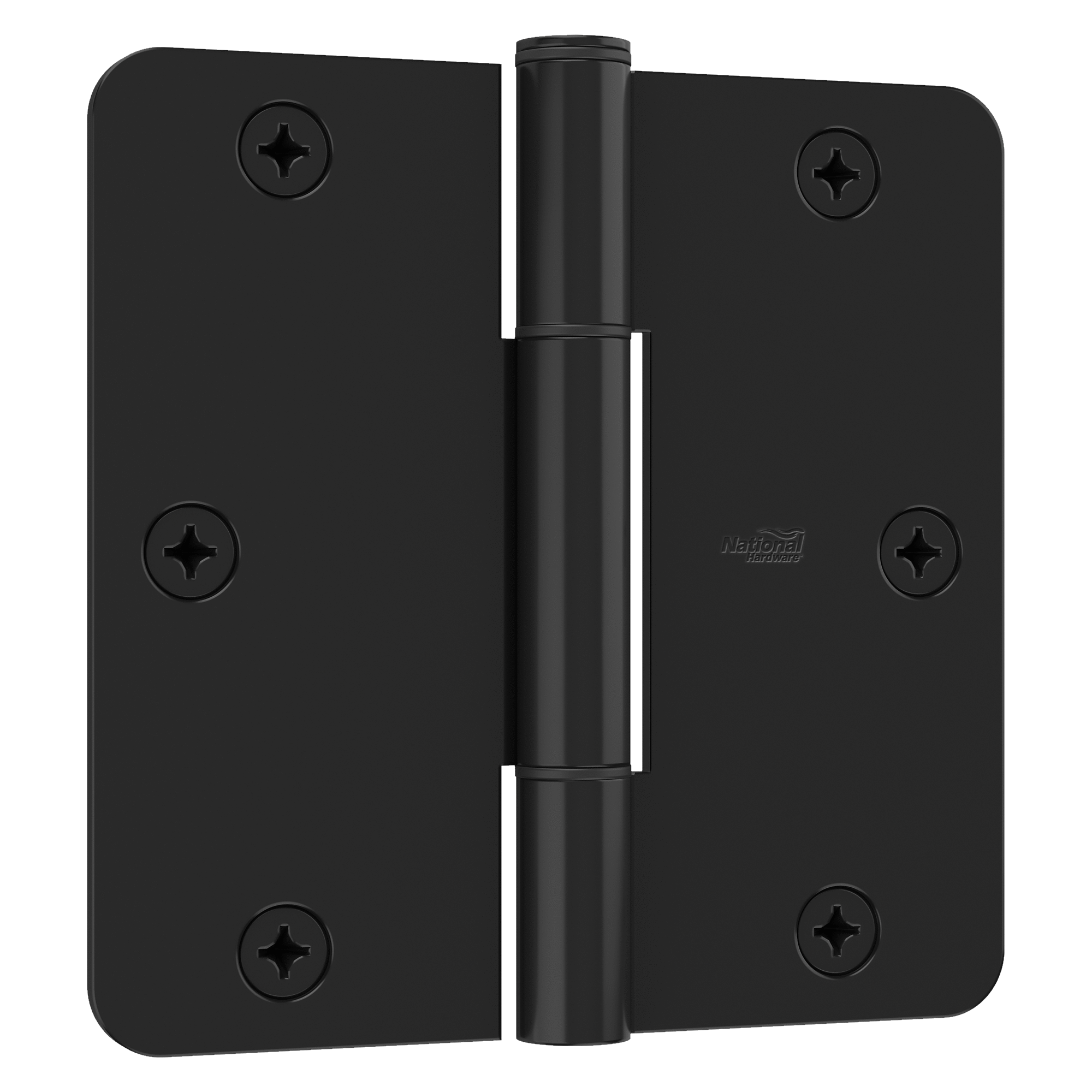 Squeak-free 3.5-inch interior door hinges with 1/4-inch radius, available in multiple finishes, sold in a 3-pack.