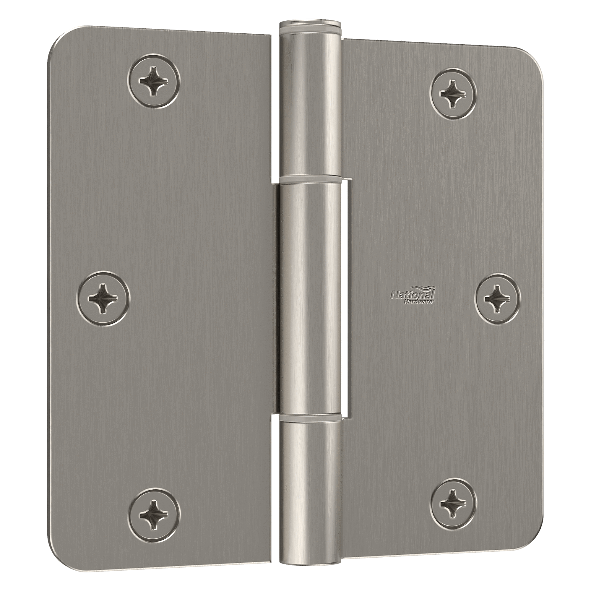 Squeak free 3.5-inch interior door hinge with 1/4-inch radius, available in multiple finishes, sold in a 3-pack.