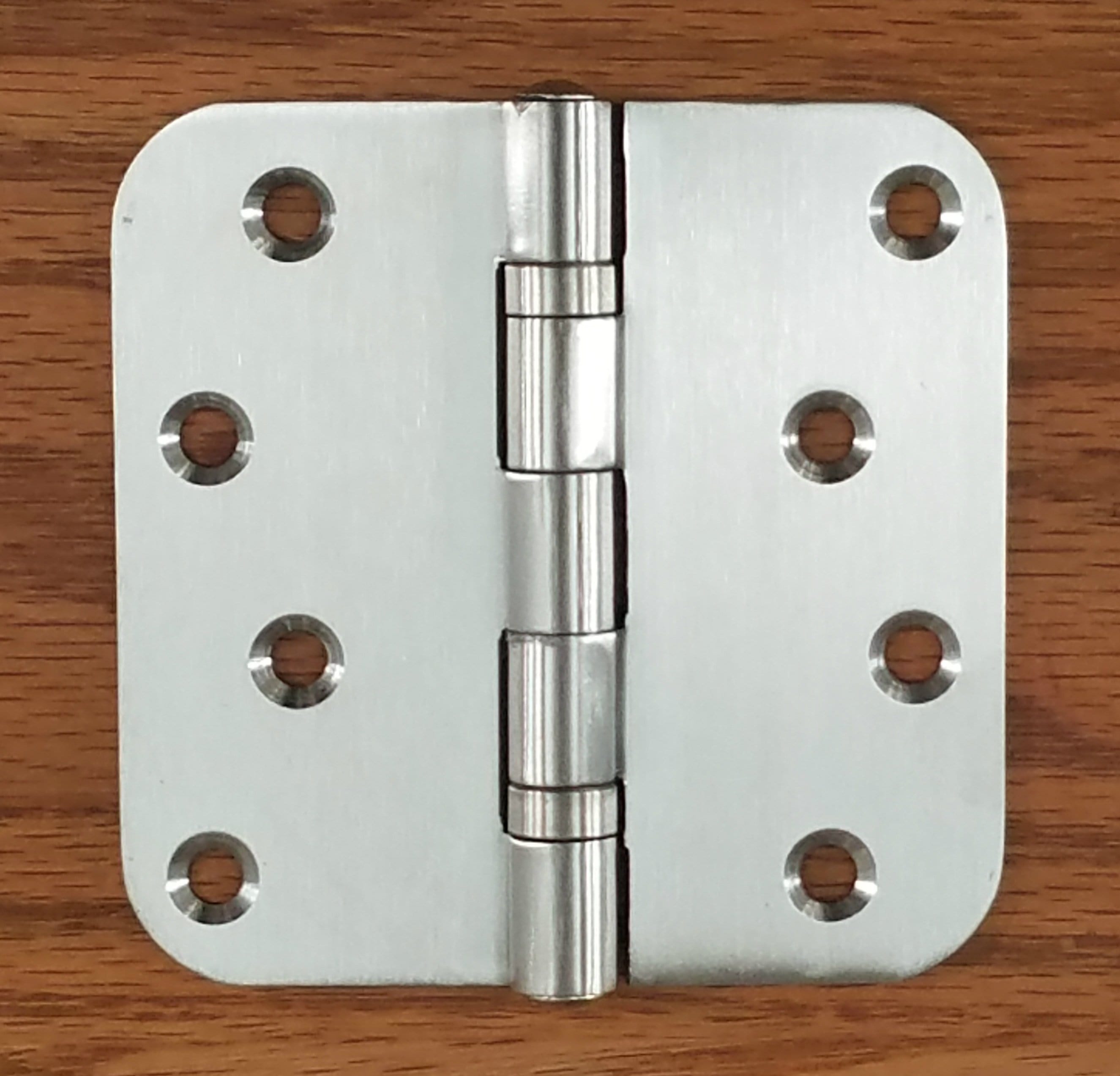 Stainless steel ball bearing security hinges with 5/8" radius corners, non-removable riveted pin, 2 pack.
