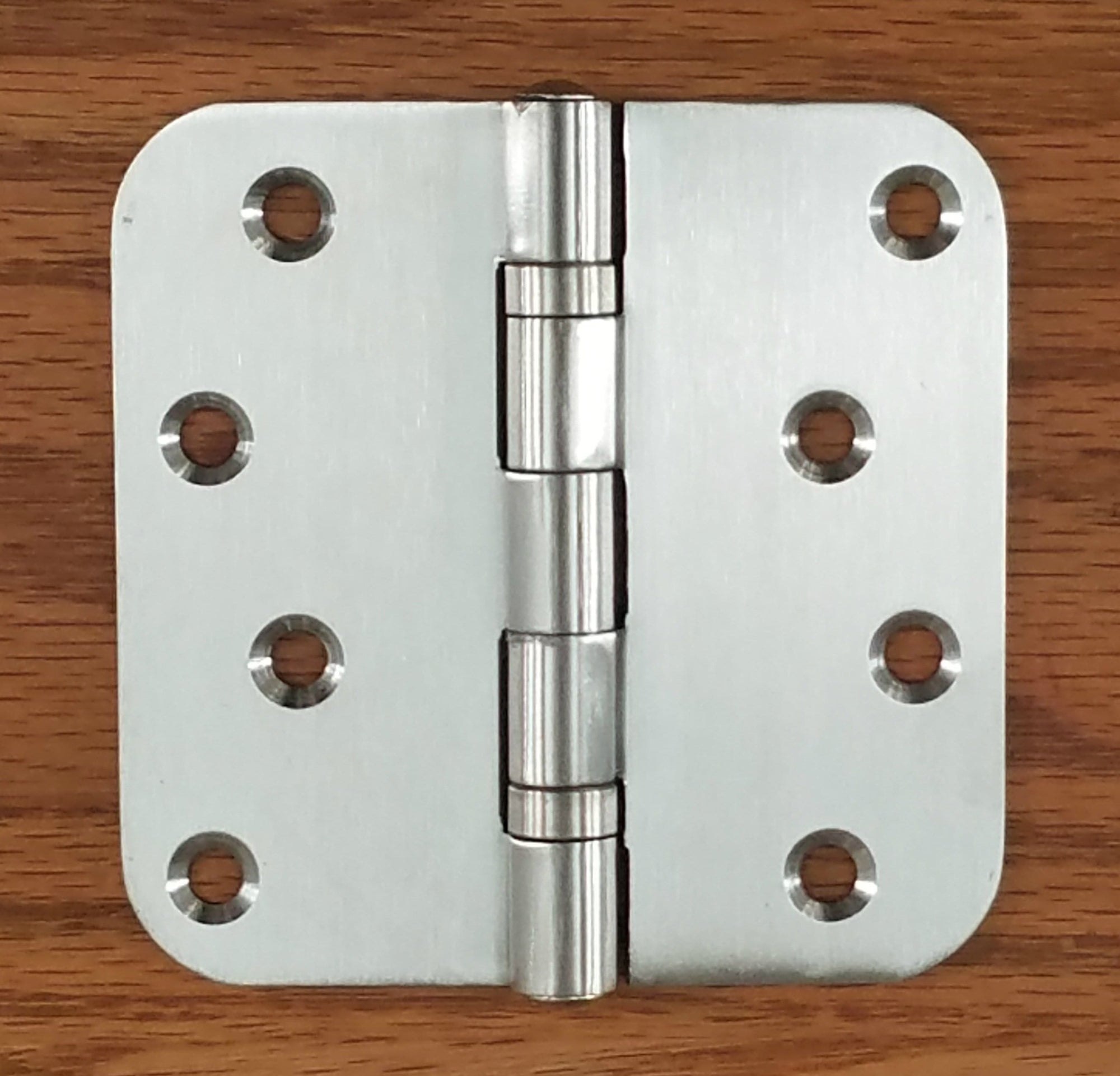 Stainless Steel Ball Bearing Security Hinges - 4" With 5/8" Radius Corners - Non-Removable Riveted Pin - 2 Pack