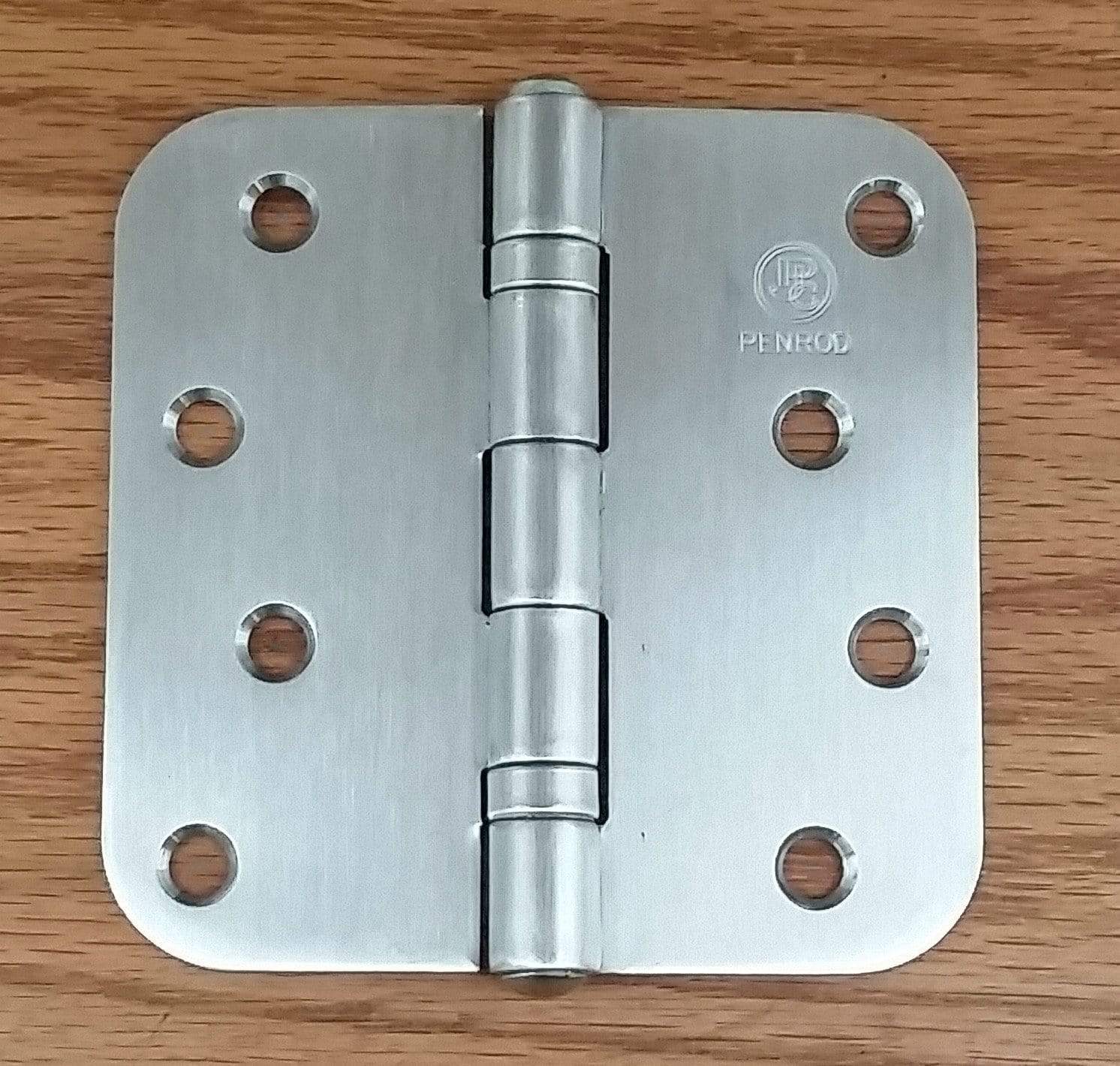Stainless steel ball bearing security hinge with 5/8" radius corners, non-removable riveted pin, 4" size, 3 pack.