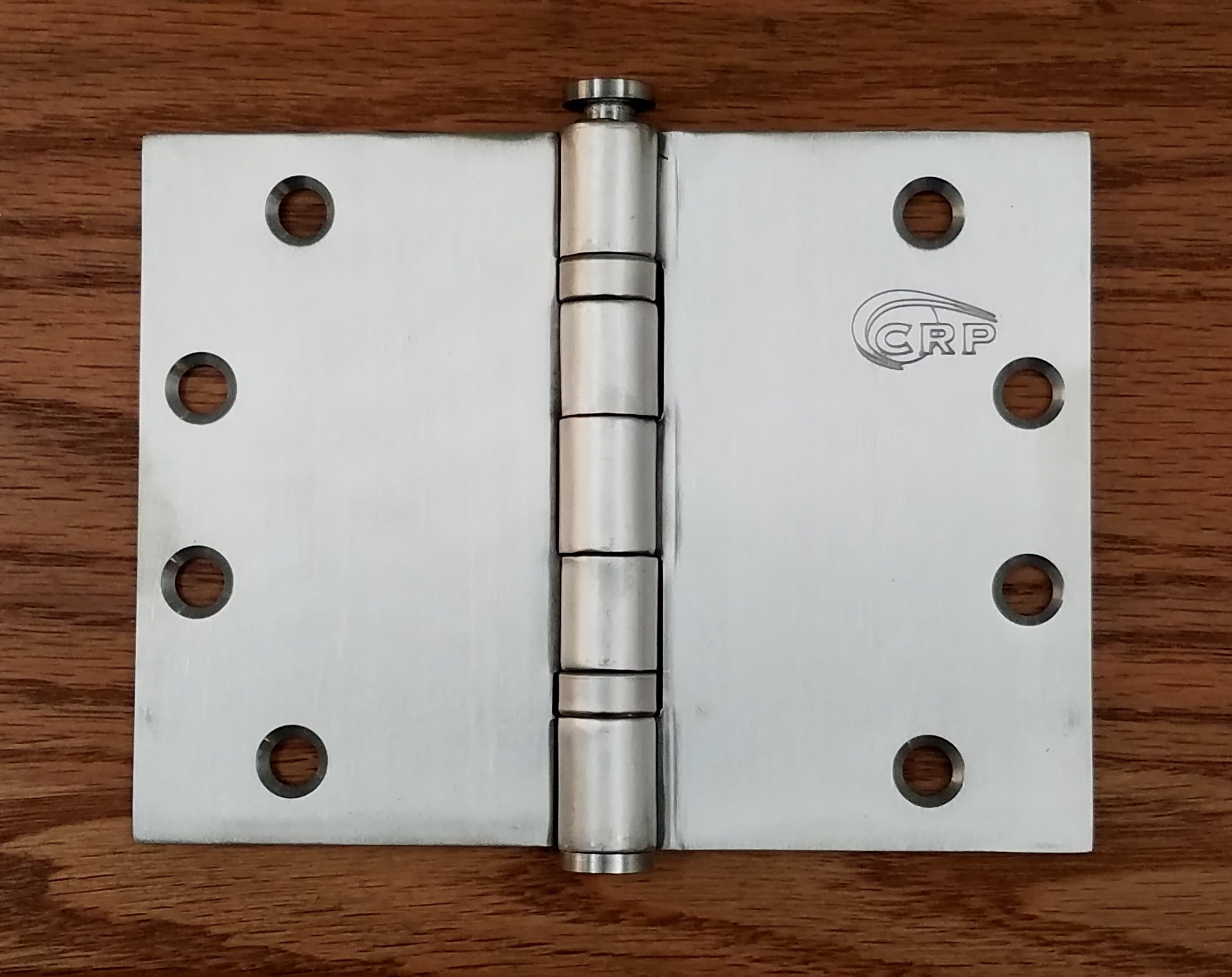 Stainless steel wide throw hinge, 4.5" x 6", full mortise, standard weight, ball bearing design, sold individually.