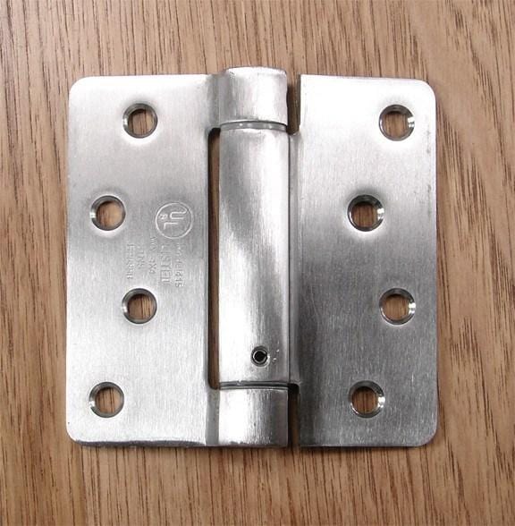 4" x 4" Spring Hinges with 1/4" radius corners Stainless Steel - Sold in Pairs - Residential Spring Hinges 