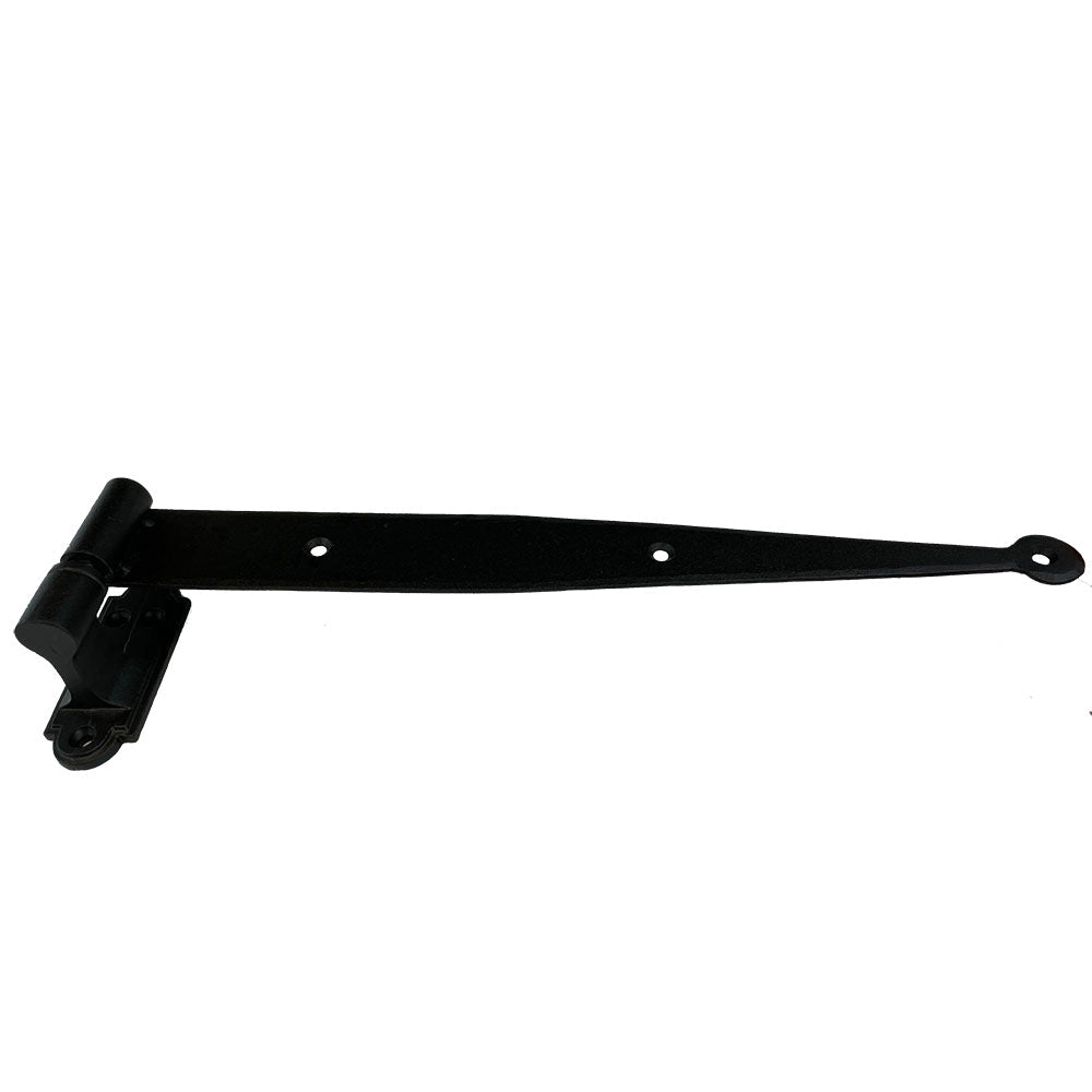 Strap Hinge for Shutters - Circle Tip - 13-1/4" Inch - Minimal Offset Hinge - Multiple Offsets on Pintle Available - Black Powder Coat Finish - Sold Individually