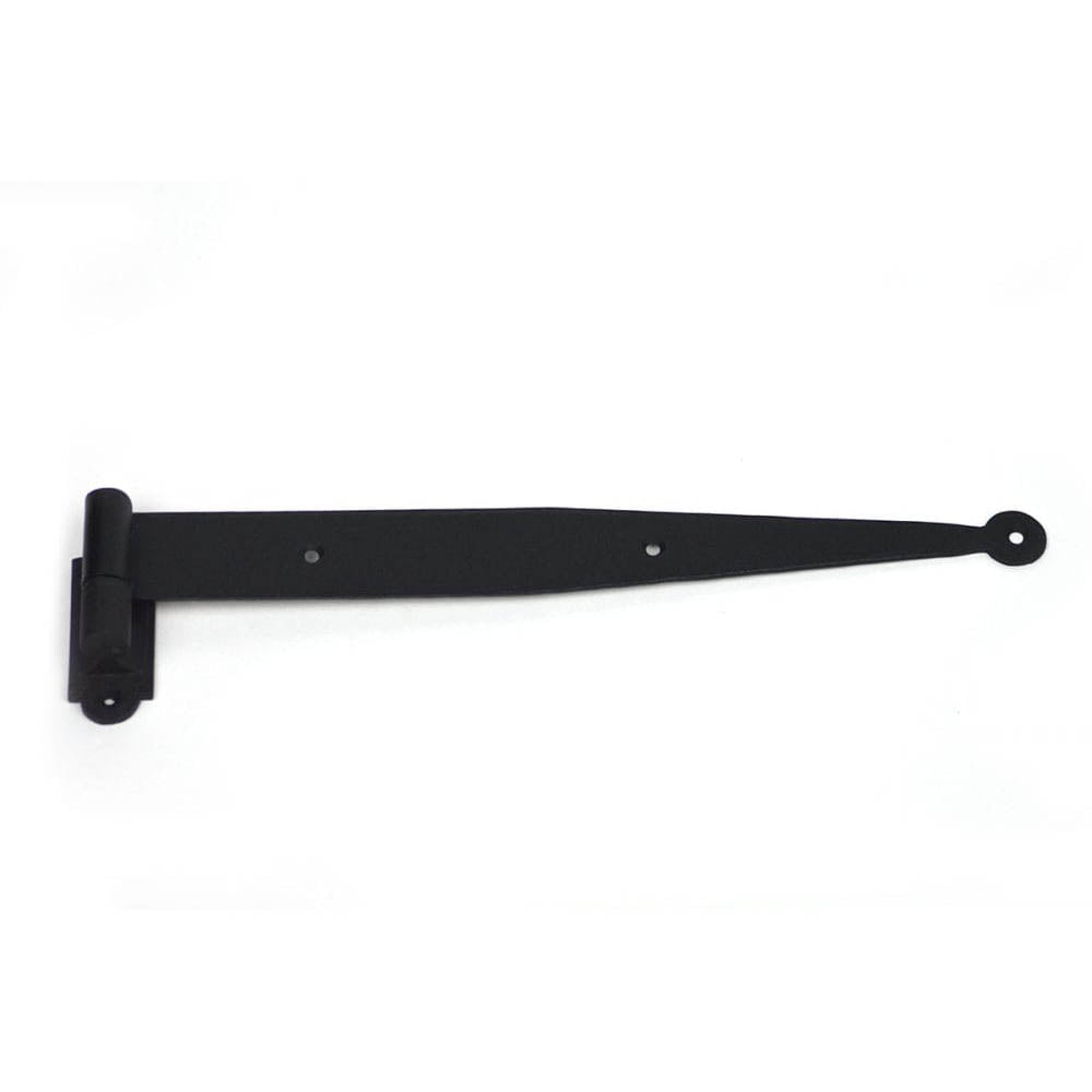 Strap Hinge for Shutters - Circle Tip - 13-1/4" Inch - Minimal Offset Hinge - Multiple Offsets on Pintle Available - Black Powder Coat Finish - Sold Individually