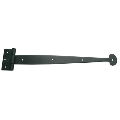 Strap Hinge for Shutters - Bean Tip - Multiple Sizes Available - Hand Forged Steel - Black Powder Coat Finish - Sold Individually